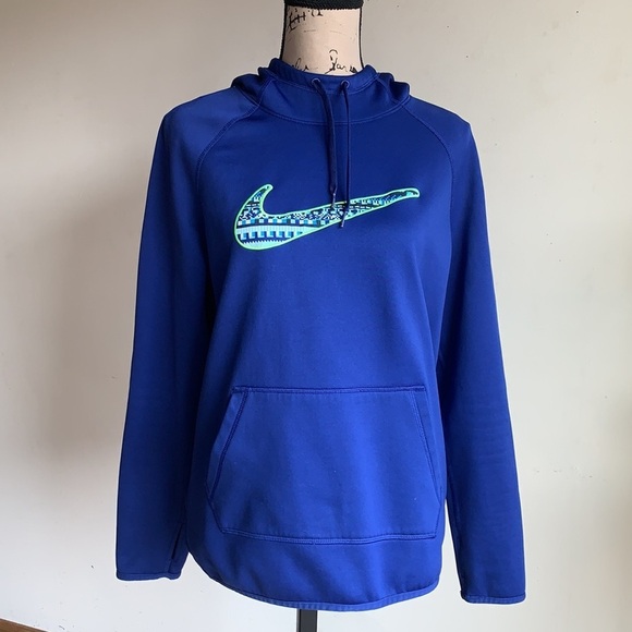 Nike Therma Fit Royal Blue Hooded Pullover Top - Picture 11 of 14